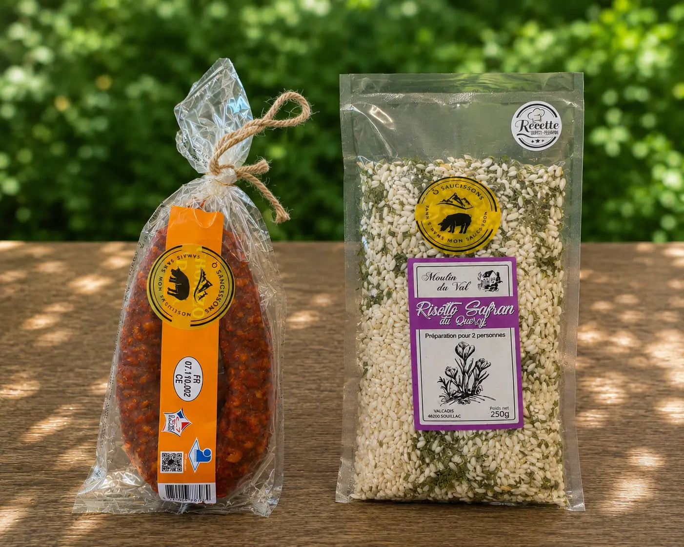 Duo Chorizo Doux & Risotto au Safran du Quercy – Repas Gourmand pour 5 Ôsaucissons