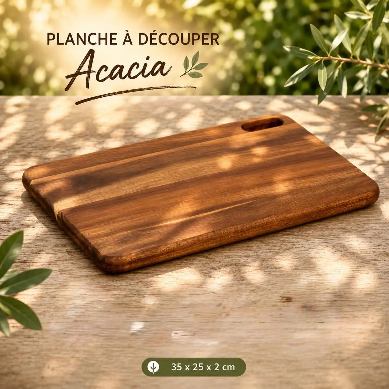 Planche à découper acacias 35x25x2cm Ôsaucissons