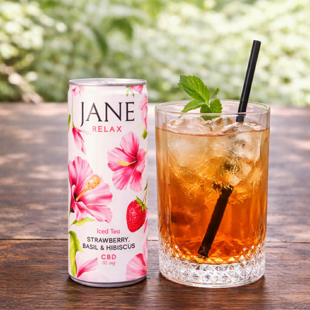 Thé glacé fraise basilic hibiscus CBD