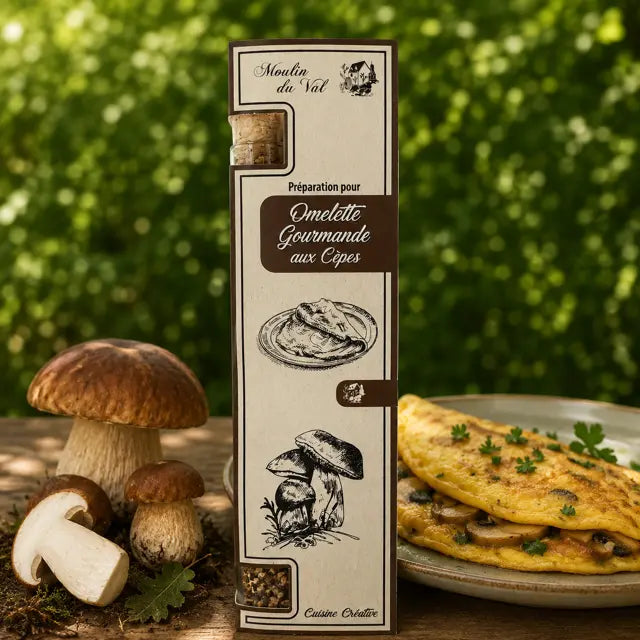 préparation omelette  gourmande cèpes Ôsaucissons